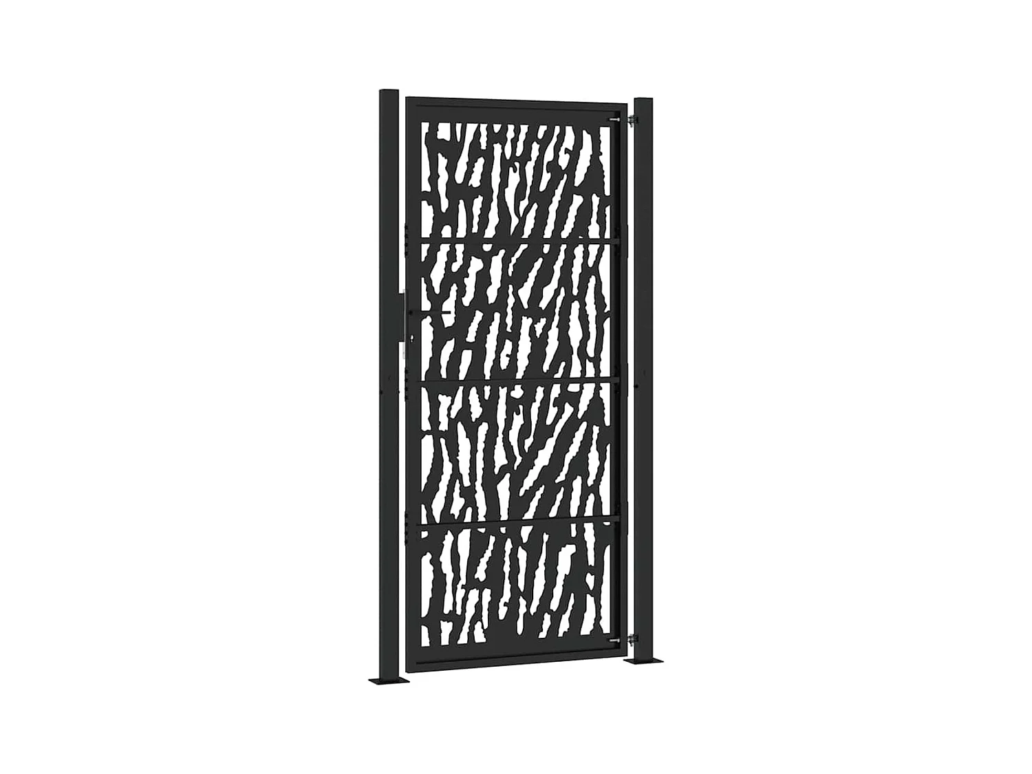 Schwarzes Gartentor 105x205 cm Stahl Liniendesign