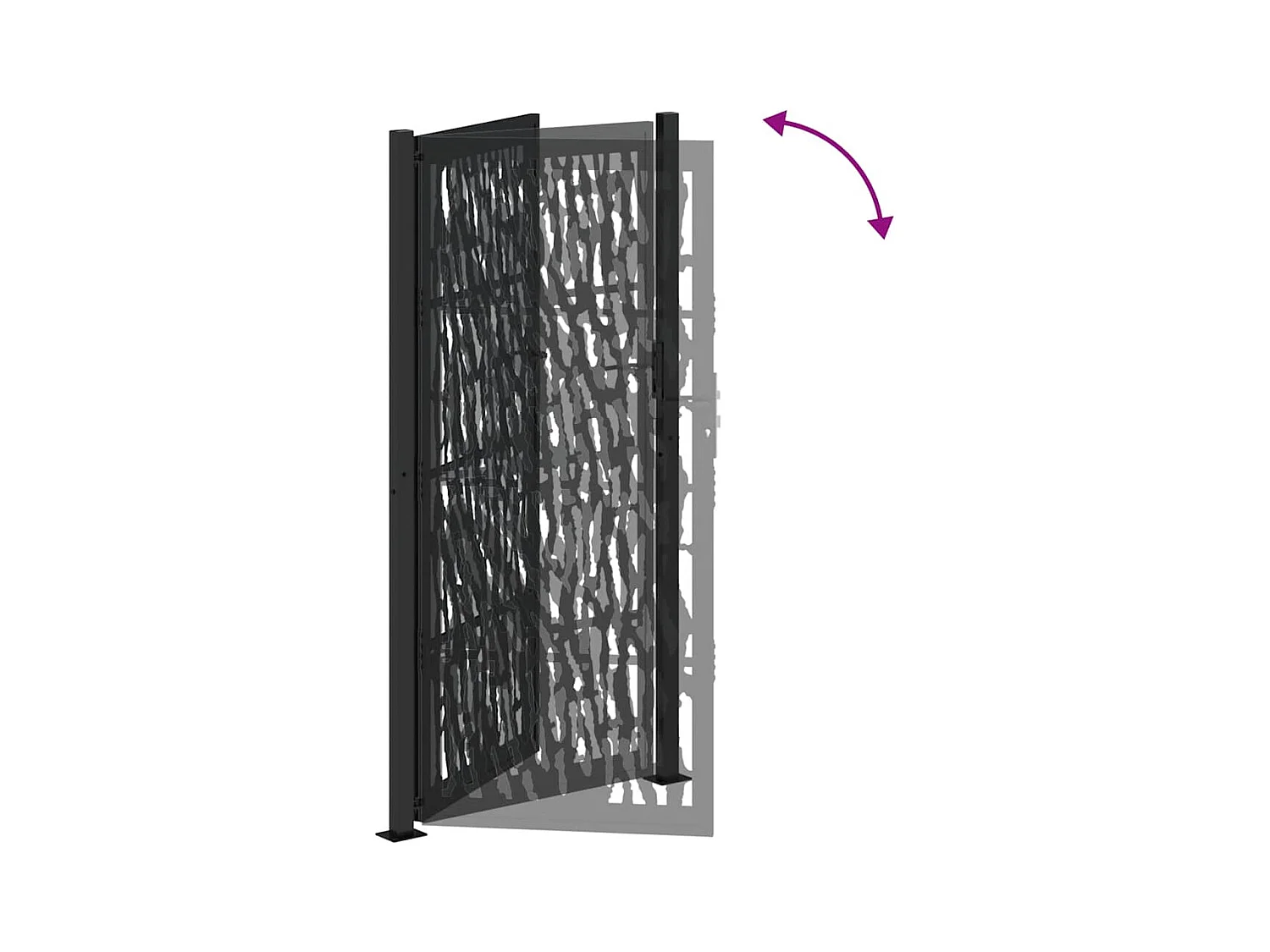 Schwarzes Gartentor 105x205 cm Stahl Liniendesign