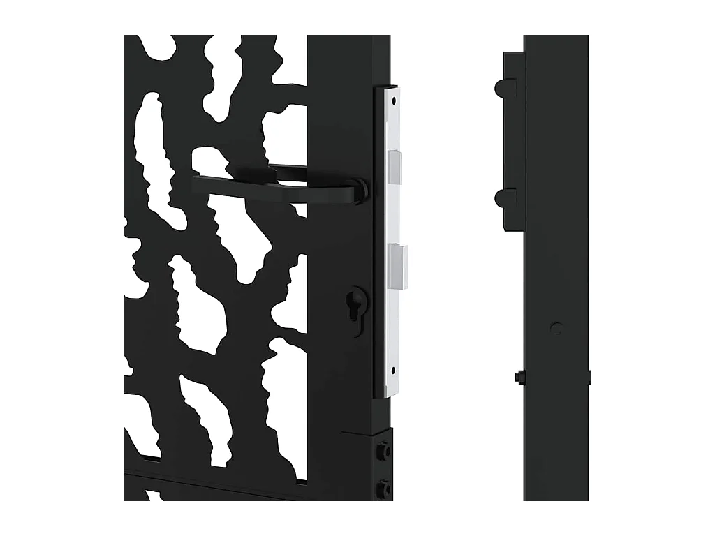 Schwarzes Gartentor 105x205 cm Stahl Liniendesign