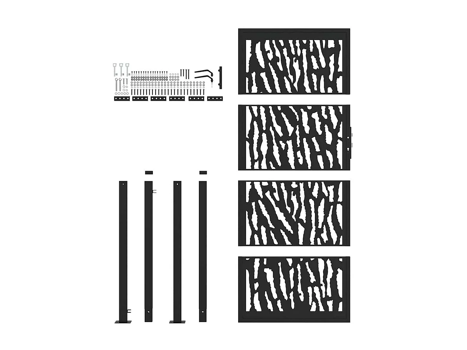 Cancello da giardino nero 105x205 cm in acciaio design linee