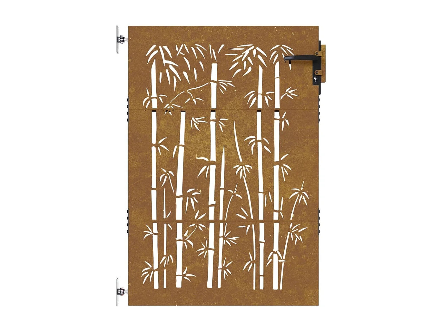Portail de jardin 85x125 cm acier corten design de bambou