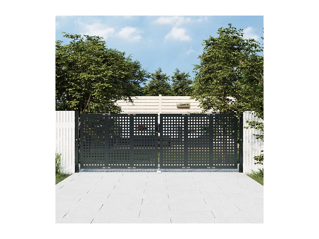 Portail de jardin anthracite 300 x 125 cm acier