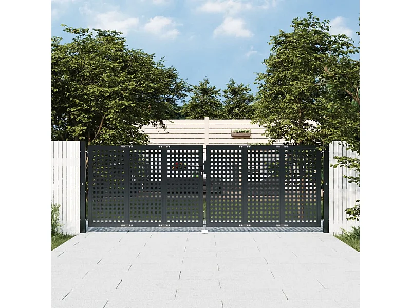 Portão de jardim antracite 300 x 125 cm aço