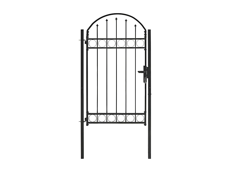 Puerta de jardín con parte superior arqueada Acero 100 x 175 cm Negro