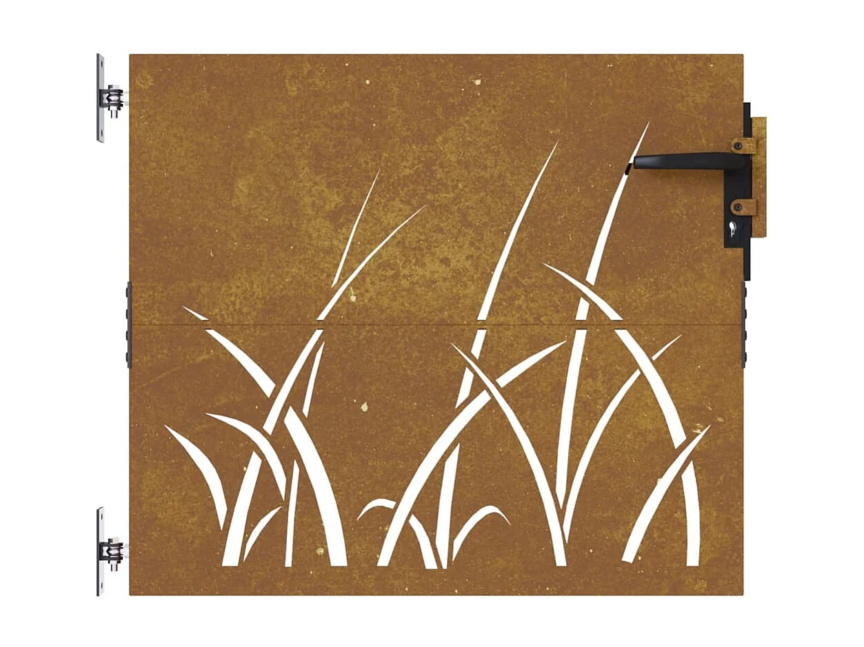 Portail de jardin 85x75 cm acier corten conception d'herbe