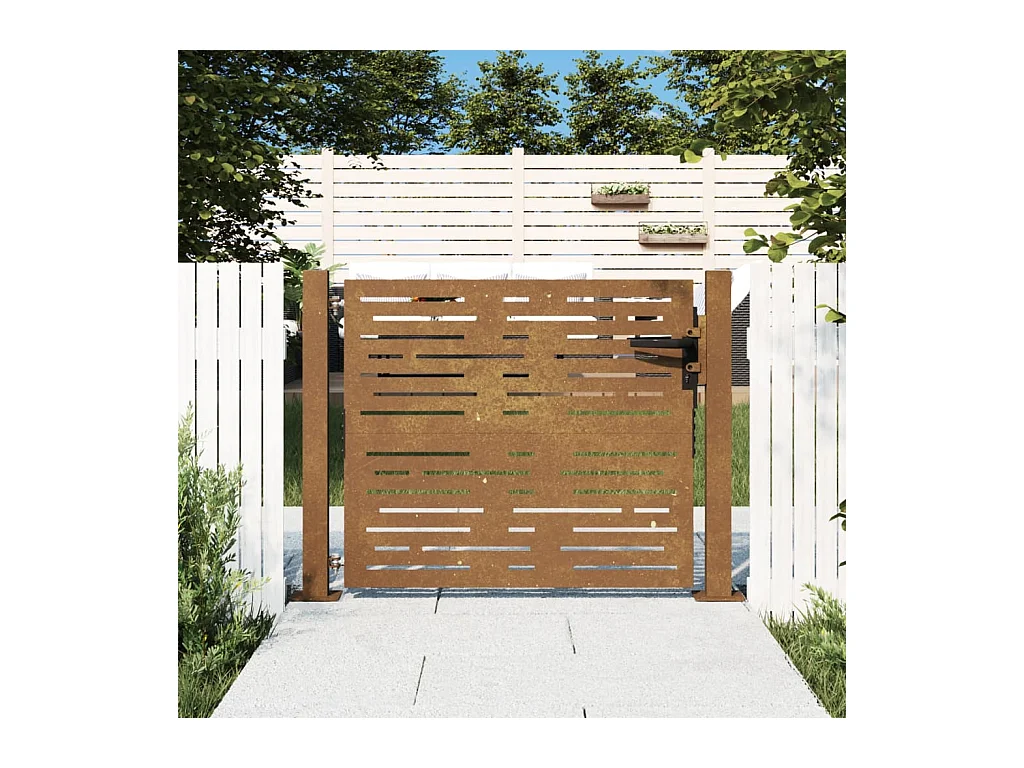 Cancello da giardino 105x80 cm acciaio corten design quadrato