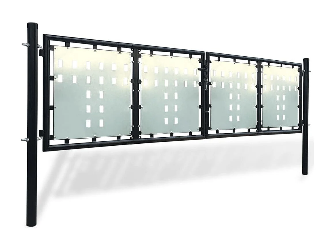 Portail simple de cl?ture Noir 300x125 cm