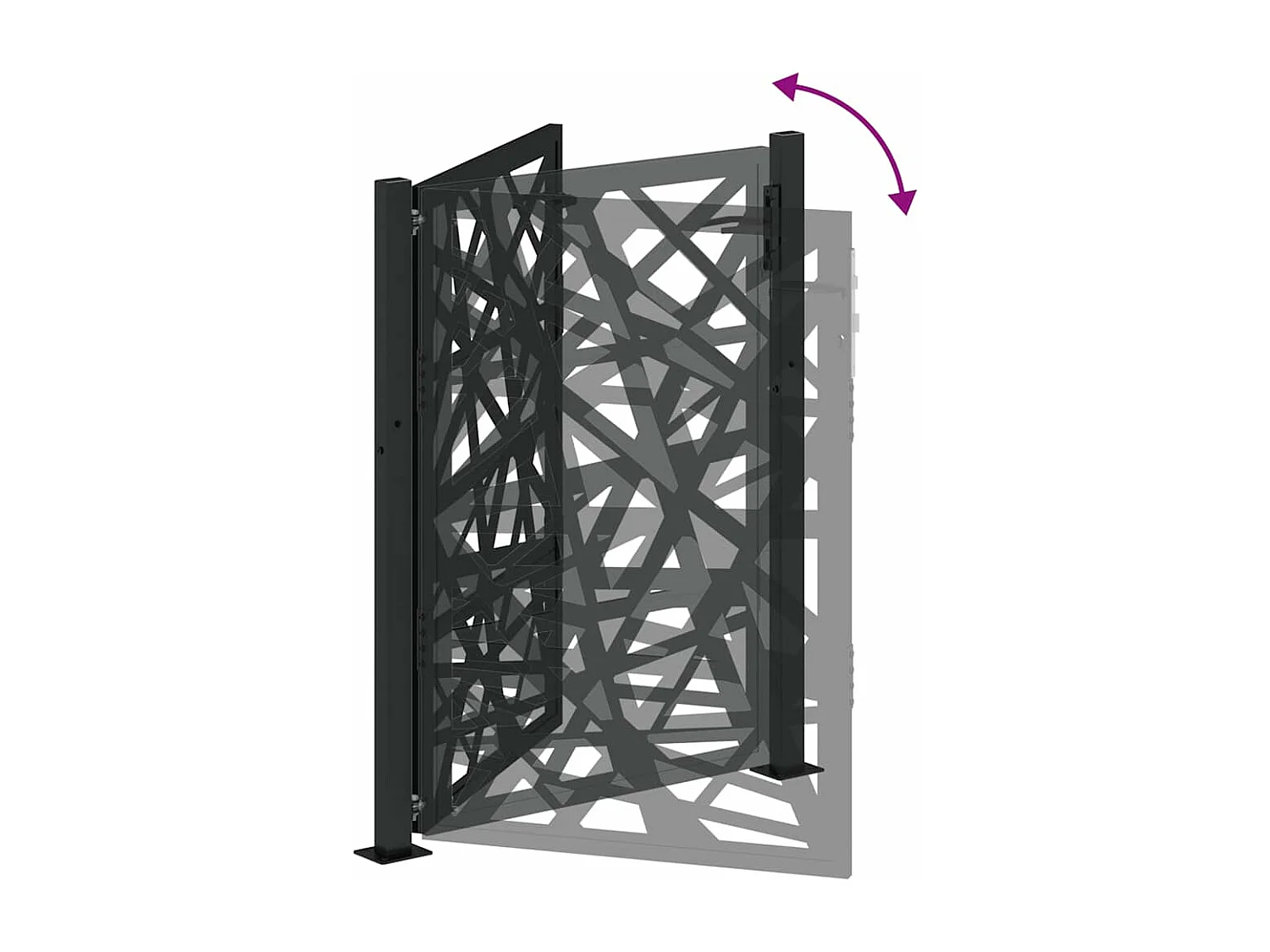 Portail de jardin noir 105x130 cm acier conception de lumière