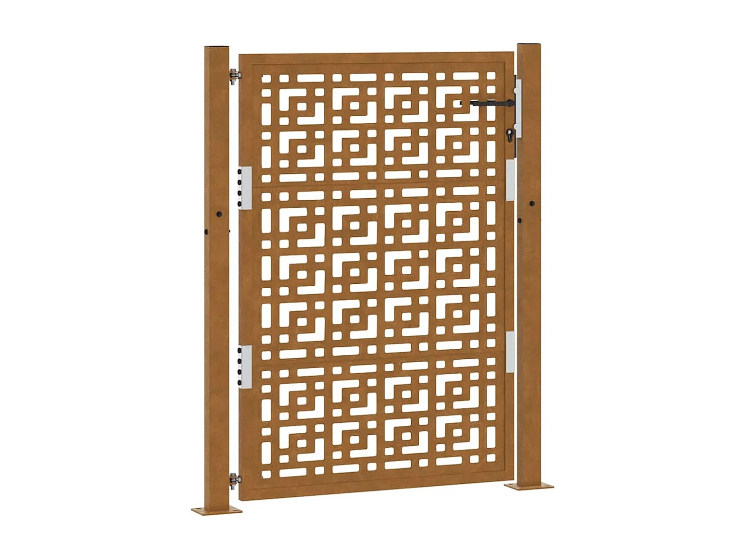 Porte de jardin acier résistant aux intempéries design croisé