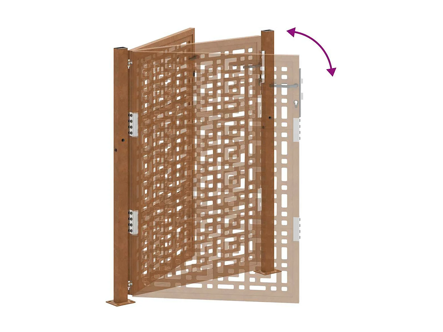 Porte de jardin acier résistant aux intempéries design croisé