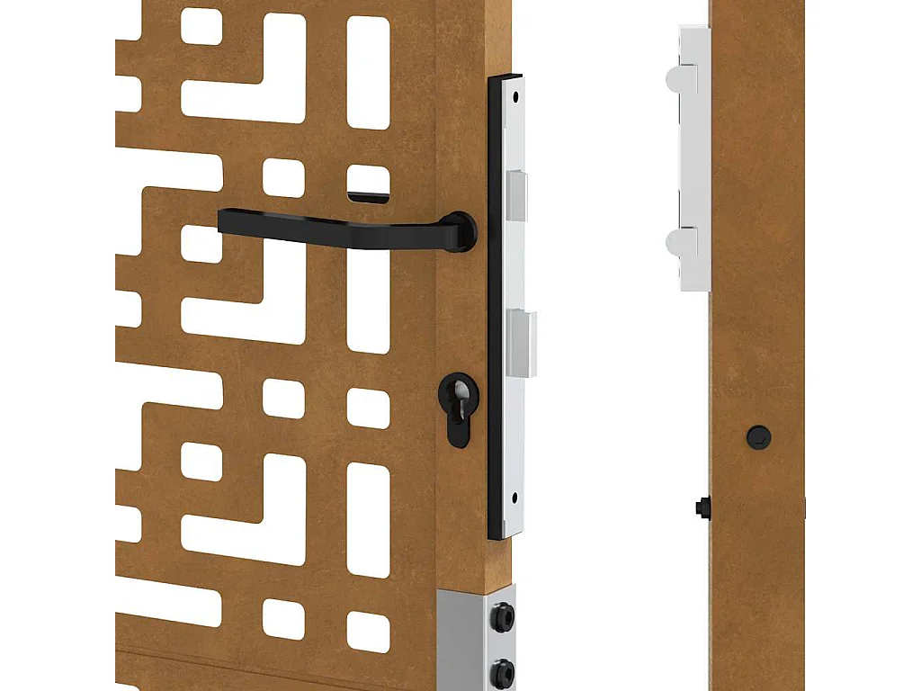 Porte de jardin acier résistant aux intempéries design croisé