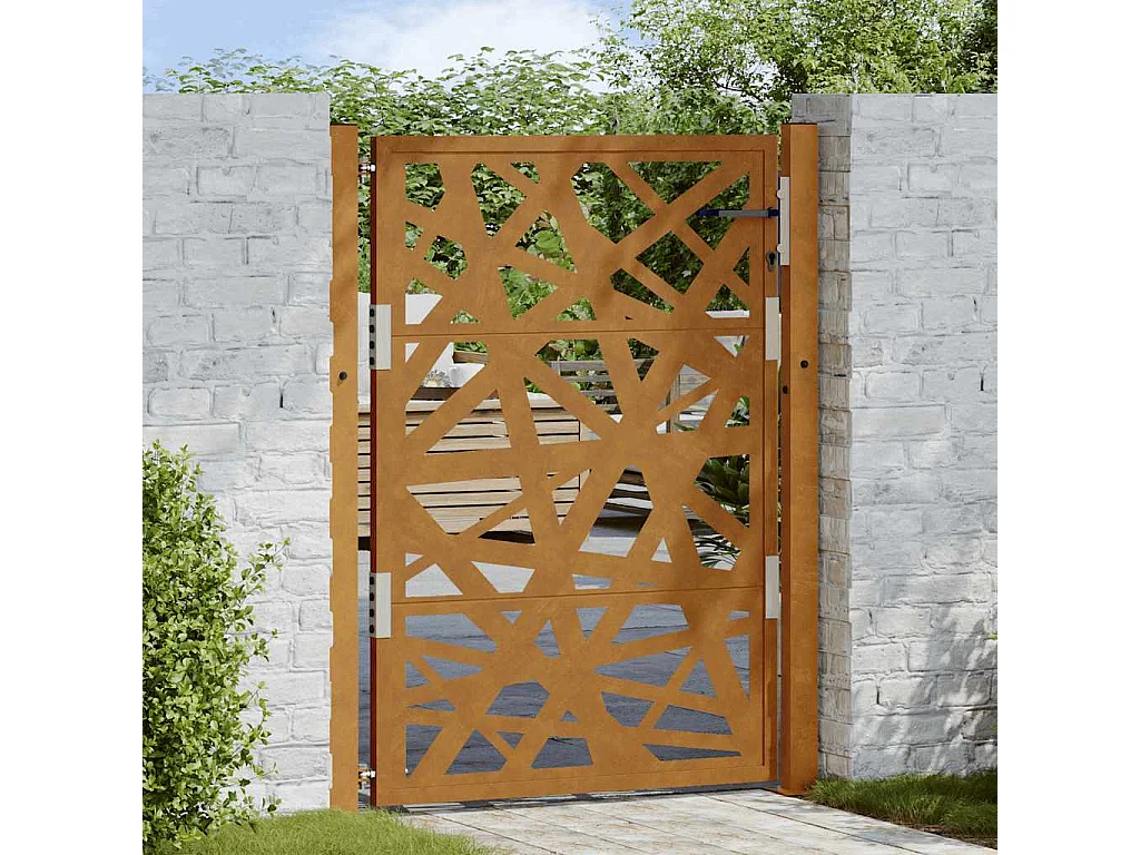 Porte de jardin acier résistant aux intempéries design lumière