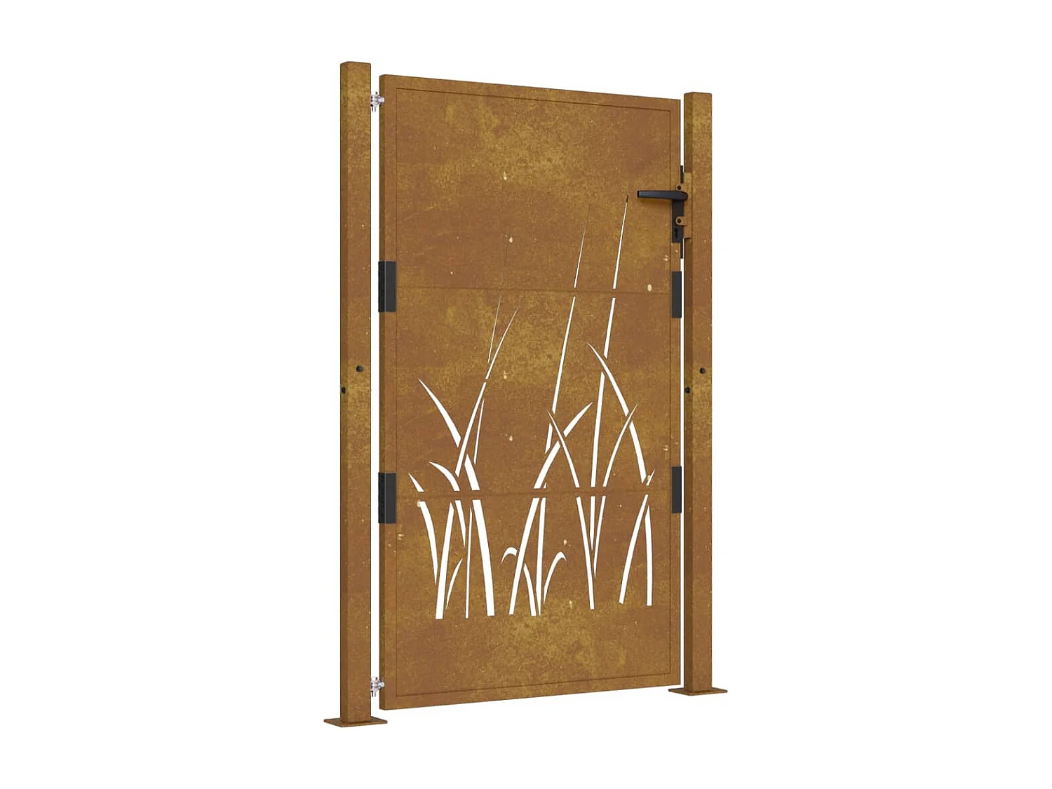 Portail de jardin 105x155 cm acier corten conception d'herbe