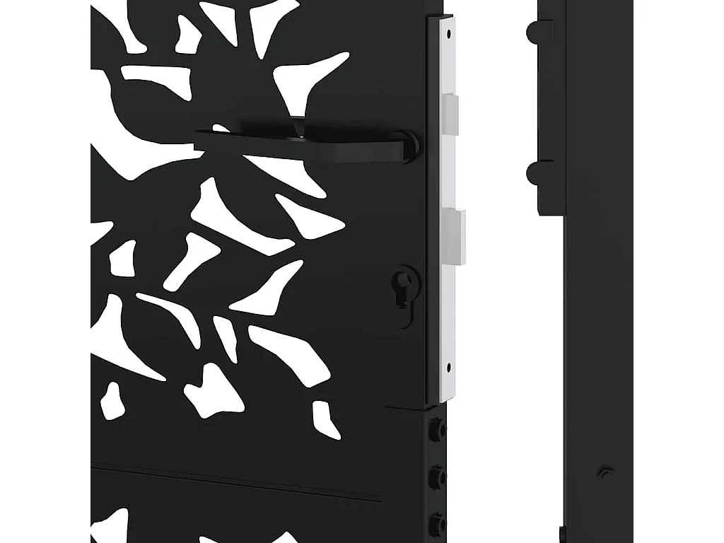Portail de jardin noir 105x130 cm acier conception de feuilles
