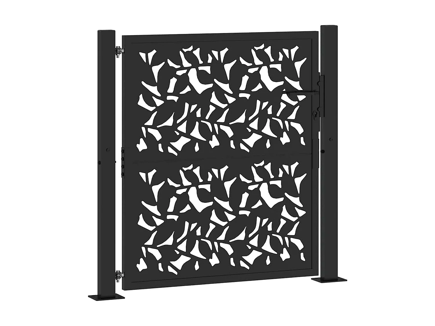 Portail de jardin noir 105x106 cm acier conception de feuilles
