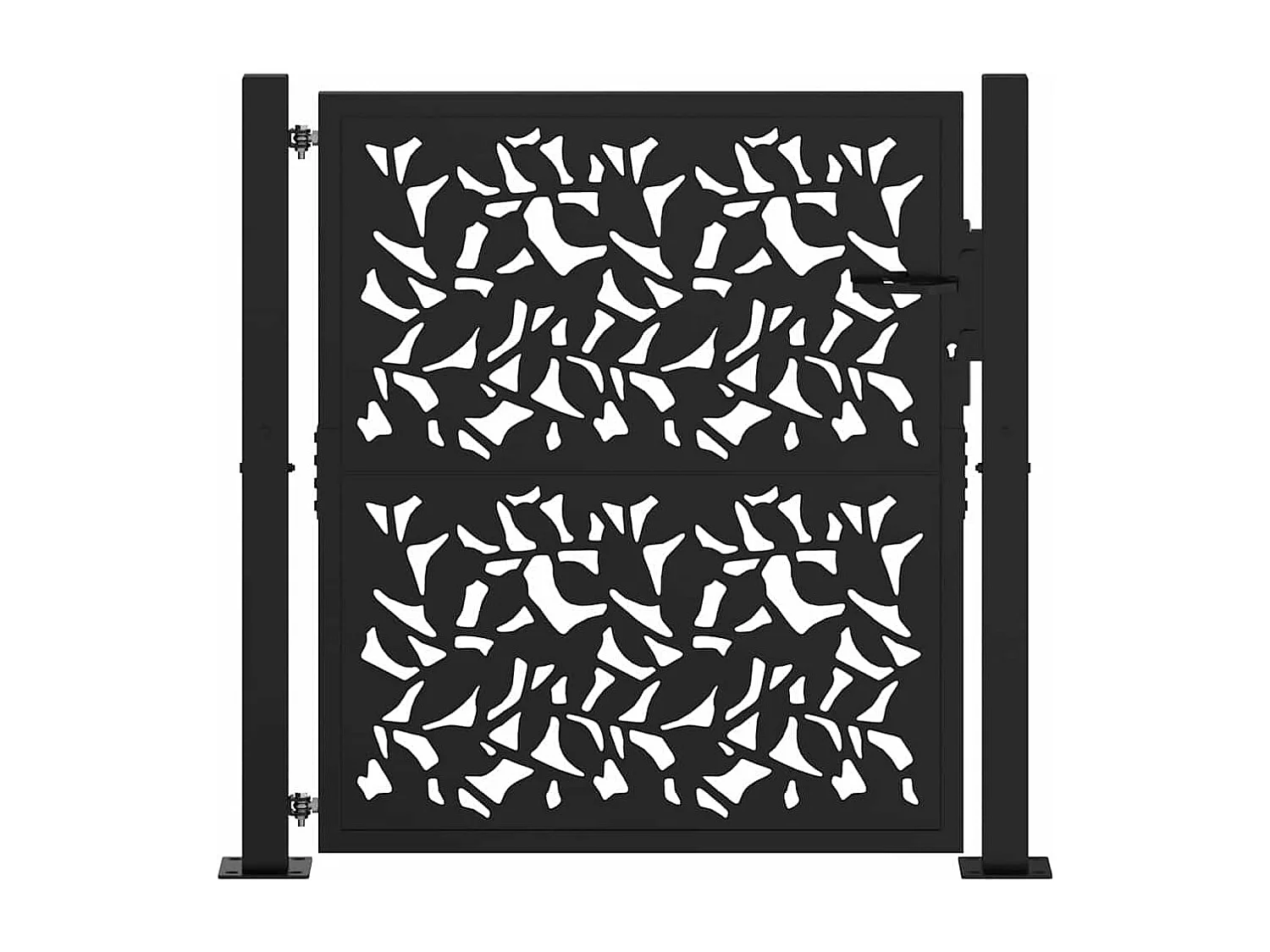 Portail de jardin noir 105x106 cm acier conception de feuilles