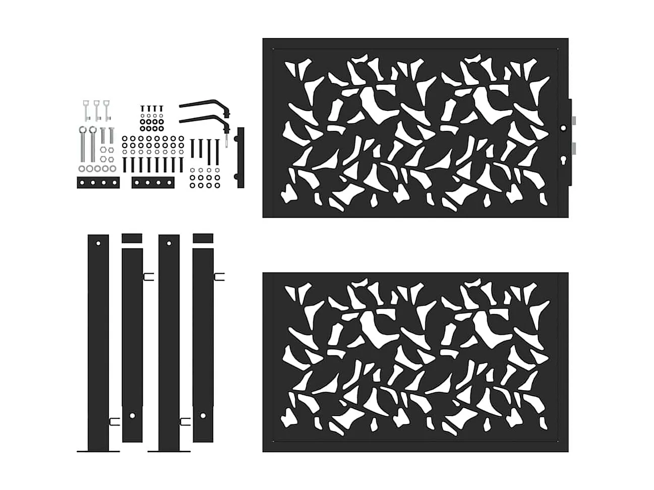 Portail de jardin noir 105x106 cm acier conception de feuilles