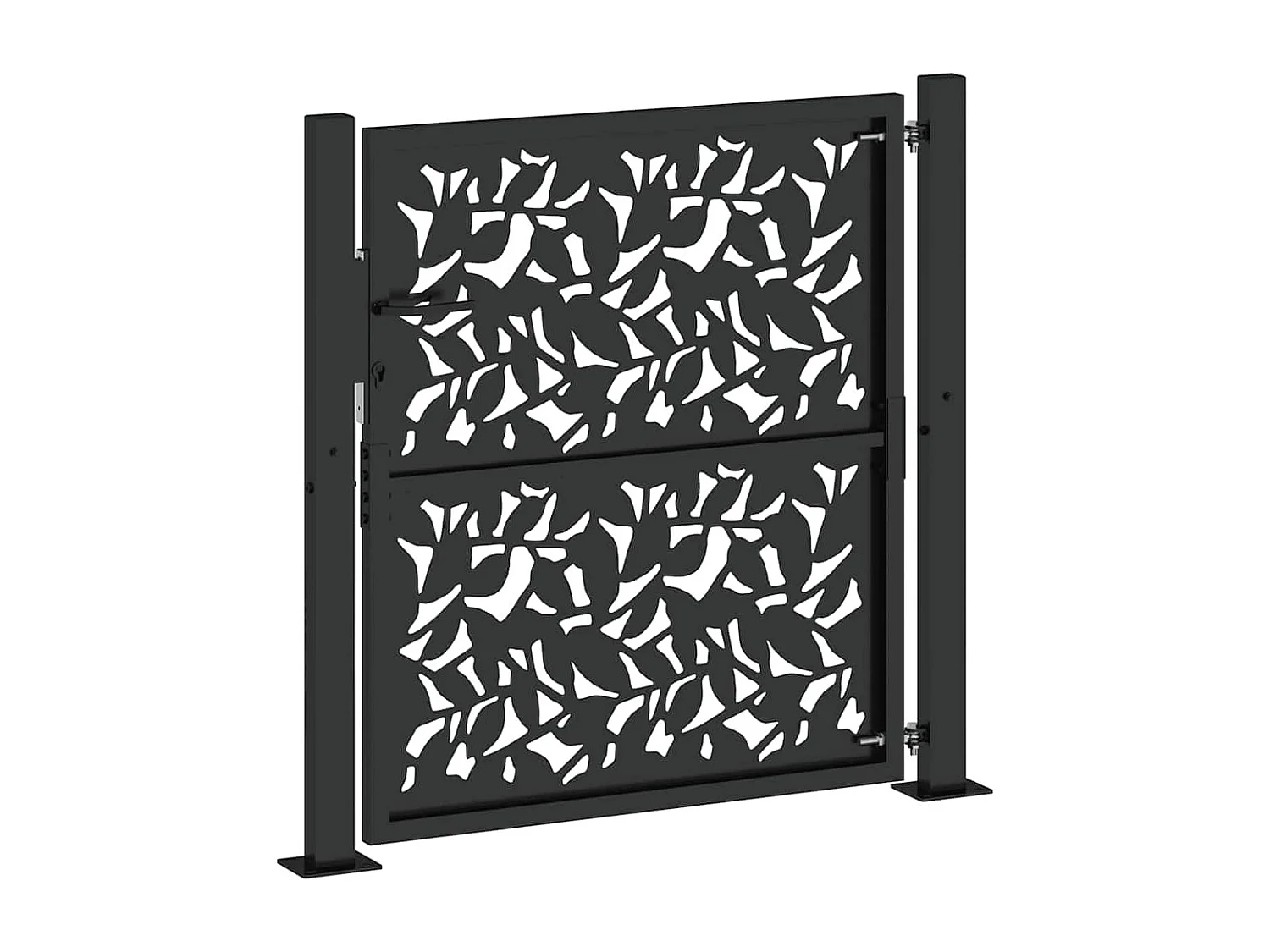 Portail de jardin noir 105x106 cm acier conception de feuilles