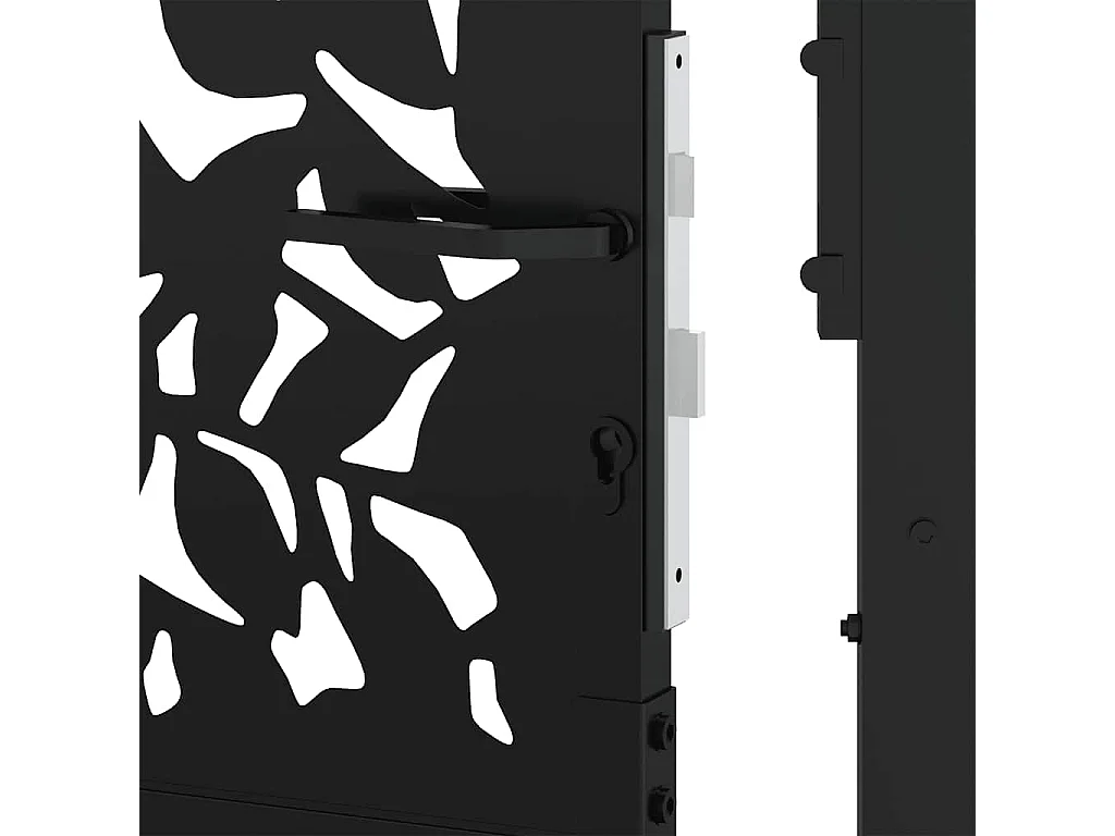 Portail de jardin noir 105x106 cm acier conception de feuilles