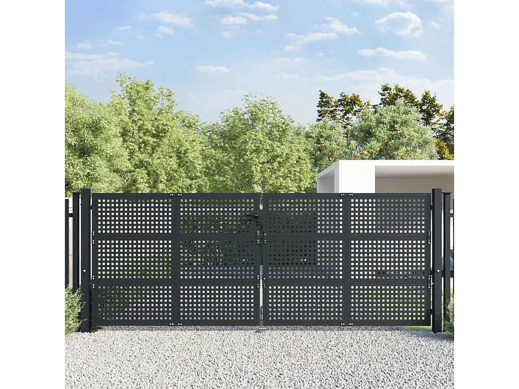 Portail de jardin anthracite 400x150 cm acier