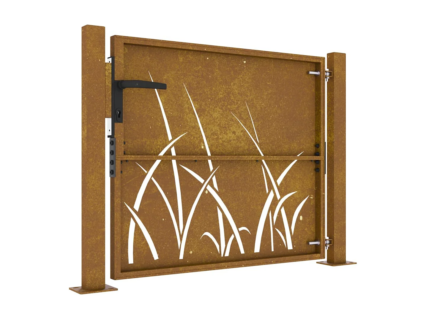 Portail de jardin 105x105 cm acier corten conception d'herbe