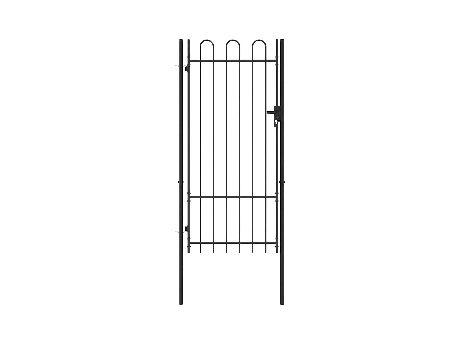 Portillon simple porte avec dessus arqué Acier 1x2 m Noir