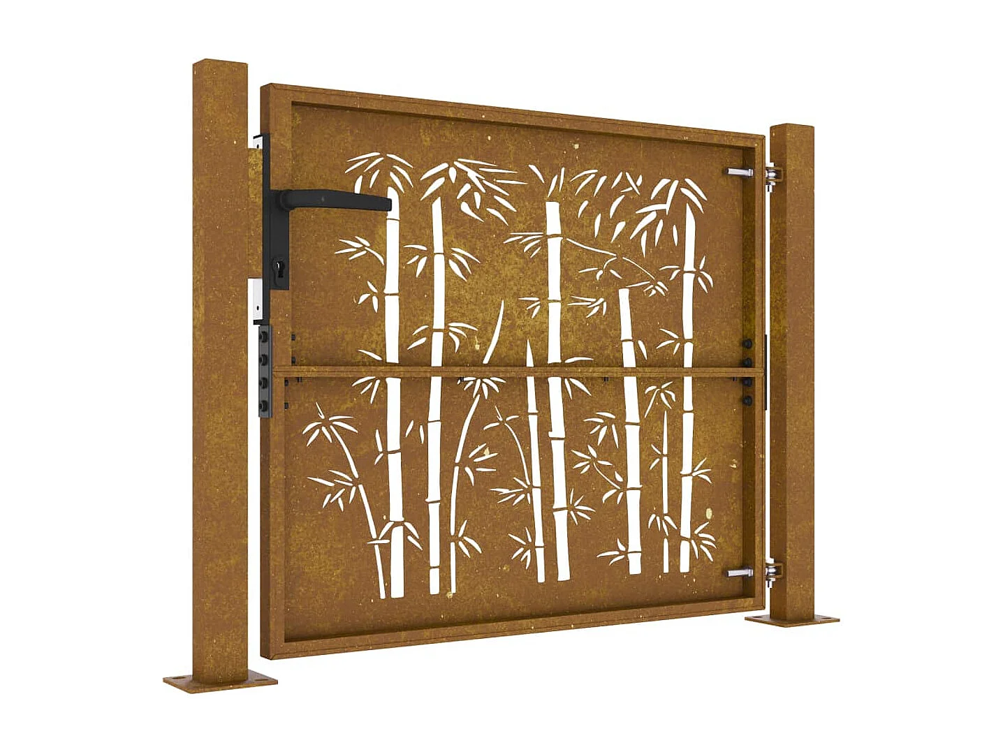 Portail de jardin 105x80 cm acier corten design de bambou