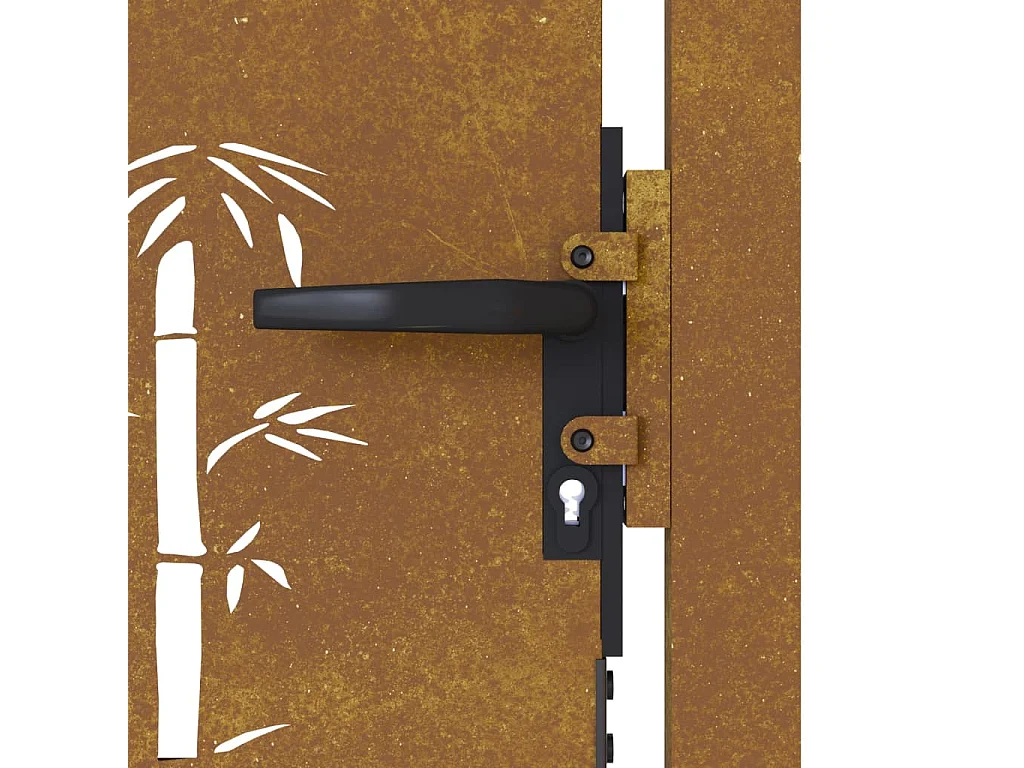 Portão de jardim 105x80 cm aço corten design bambu