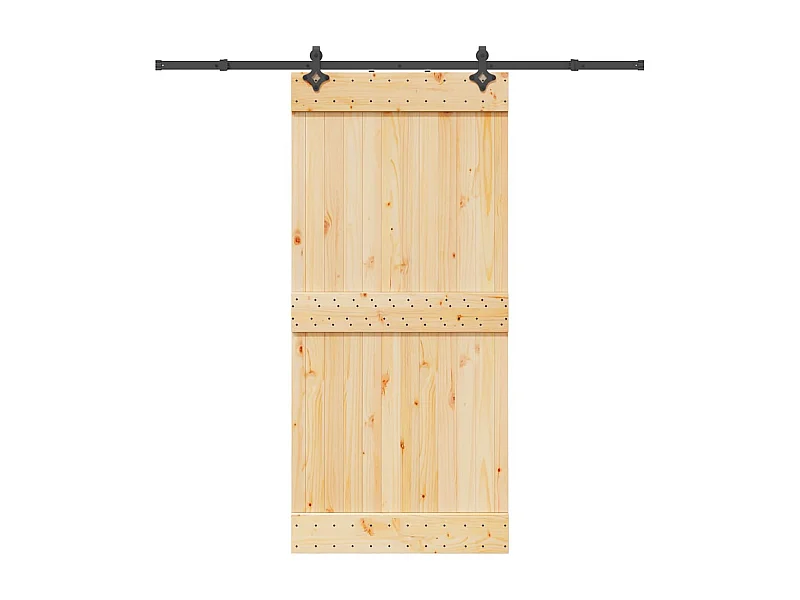 Kit porta scorrevole e ferramenta 95x210 cm pino massello