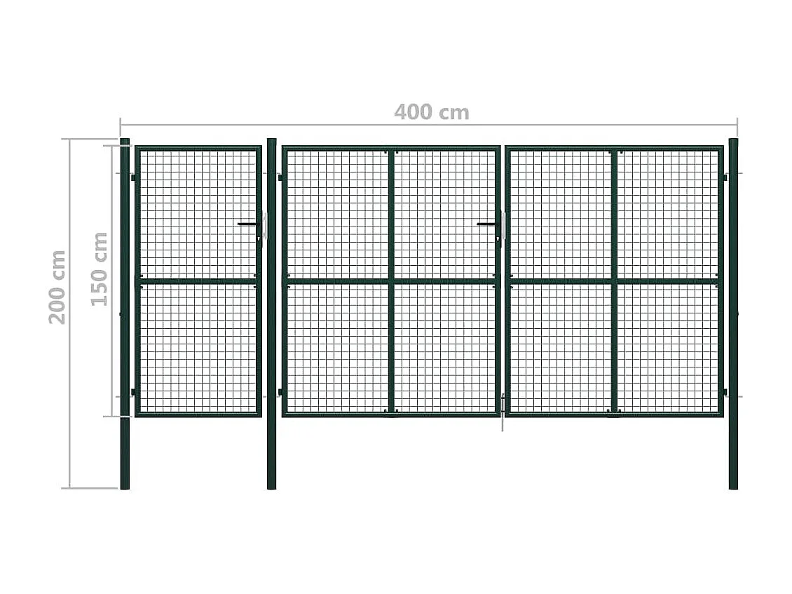 Portail de jardin Acier 400 x 150 cm Vert