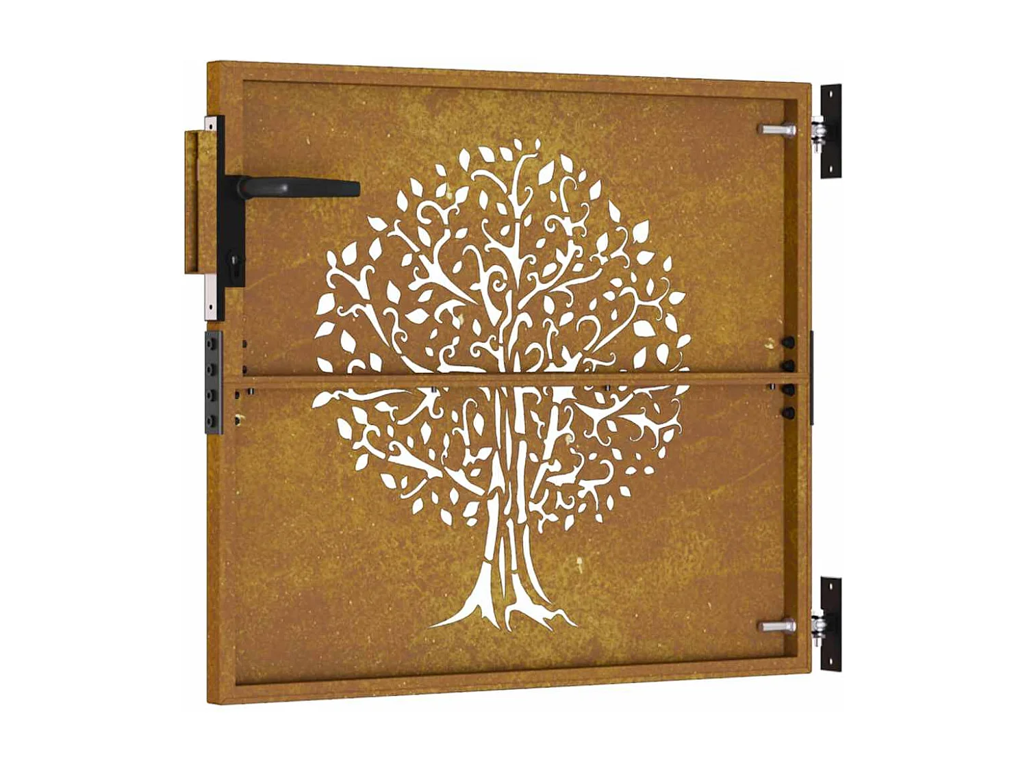 Portão de jardim 85x75 cm aço corten desenho árvore