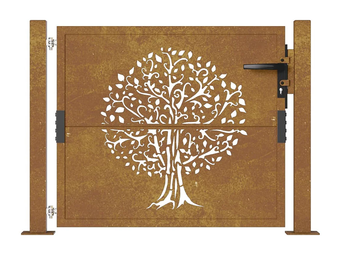 Portail de jardin 105x105 cm acier corten conception de l'arbre