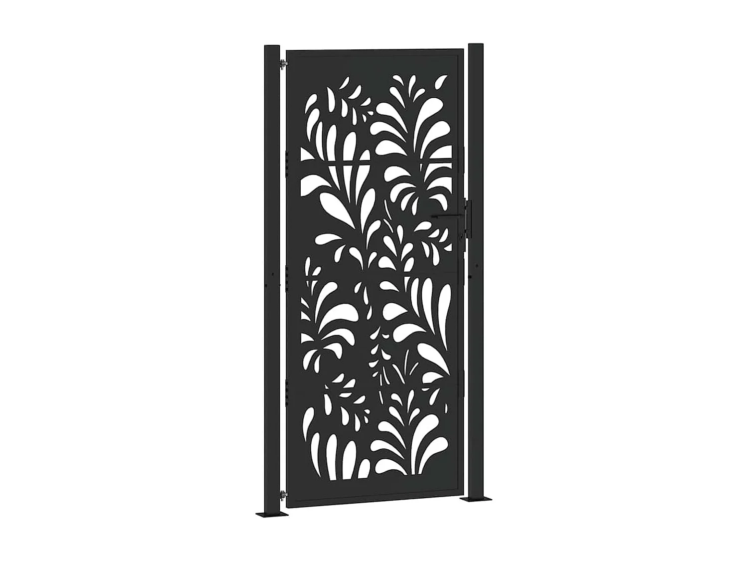 Cancello da giardino nero 105x205 cm acciaio design onda