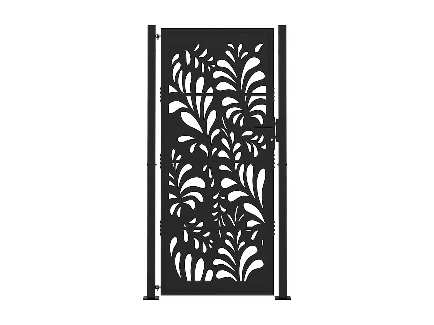 Cancello da giardino nero 105x205 cm acciaio design onda