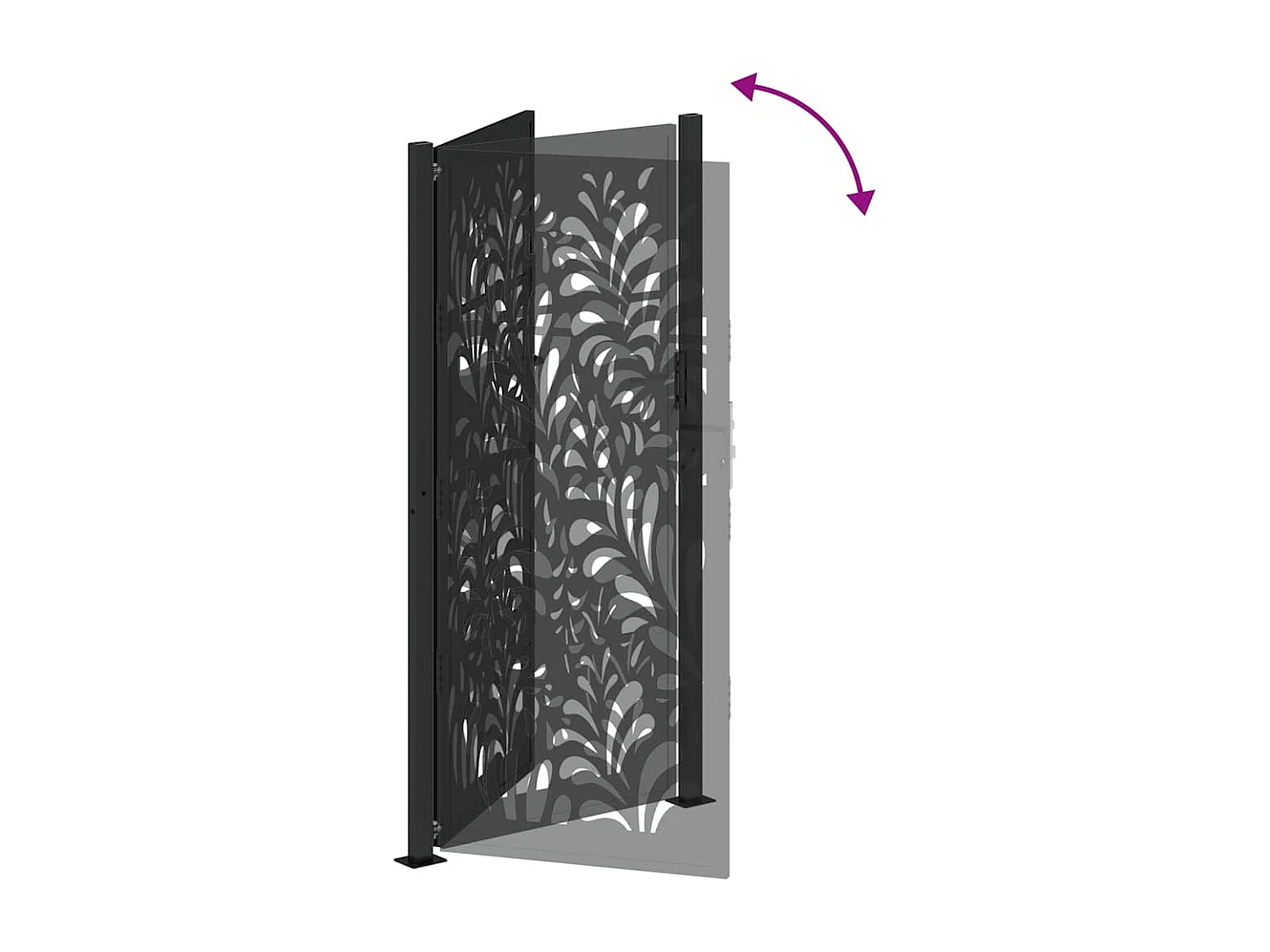 Cancello da giardino nero 105x205 cm acciaio design onda