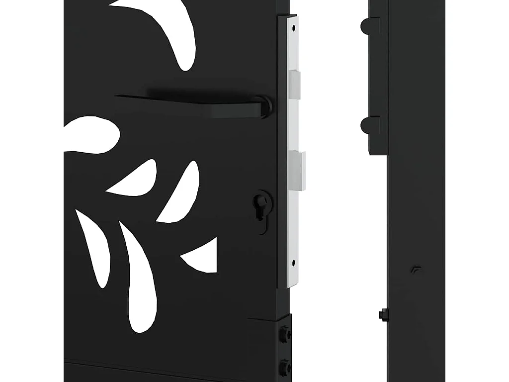 Cancello da giardino nero 105x205 cm acciaio design onda