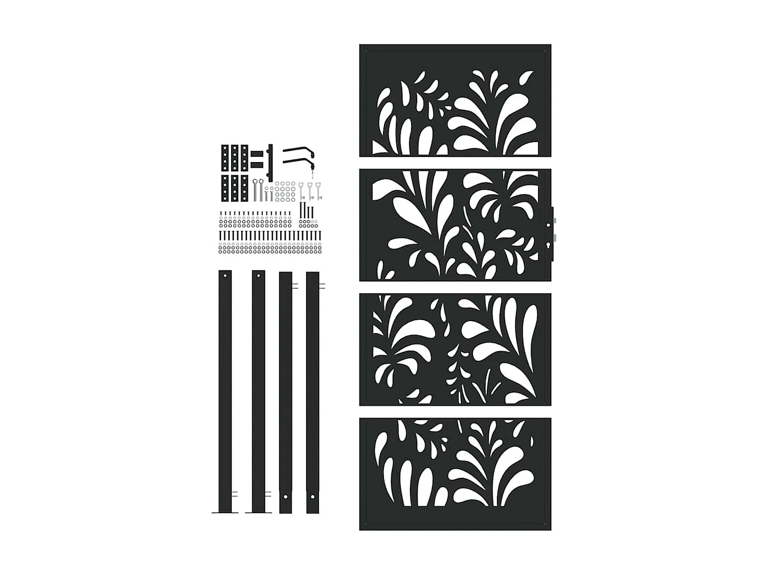 Portail de jardin noir 105x205 cm acier conception de vagues