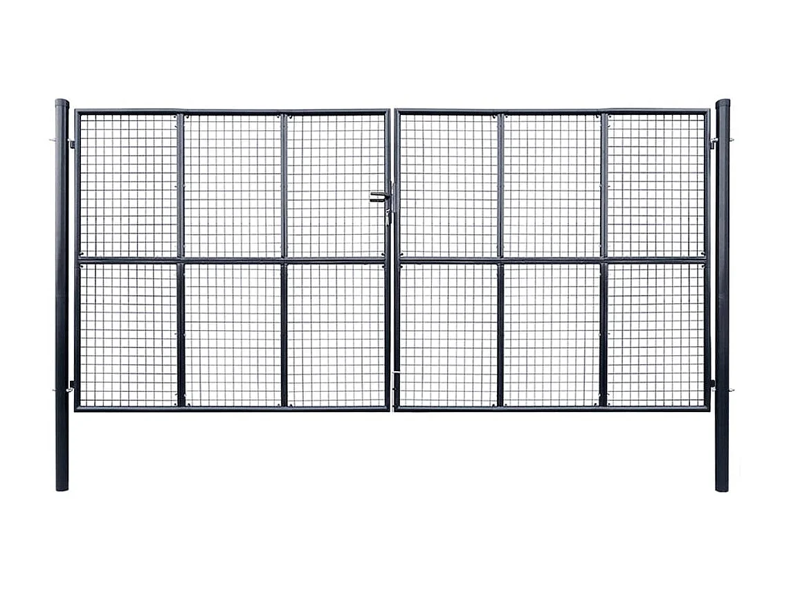 Portão de jardim em malha Aço galvanizado 400 x 175 cm Cinza