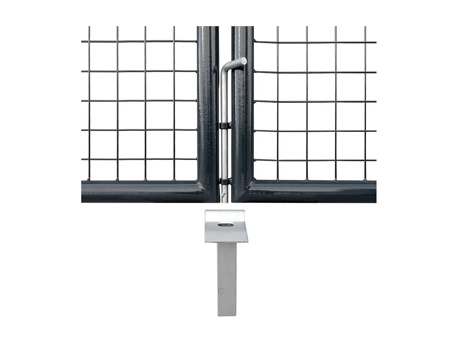 Portão de jardim em malha Aço galvanizado 400 x 175 cm Cinza