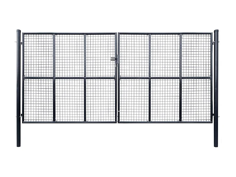 Portail en maille de jardin Acier galvanisé 400 x 175 cm Gris