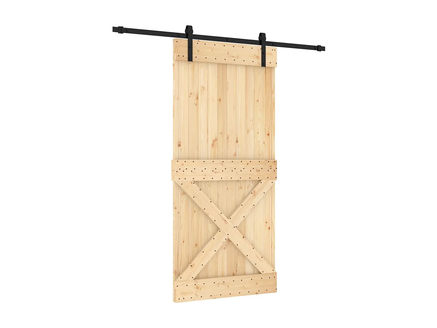 Porte coulissante et kit de quincaillerie 95x210 cm pin massif