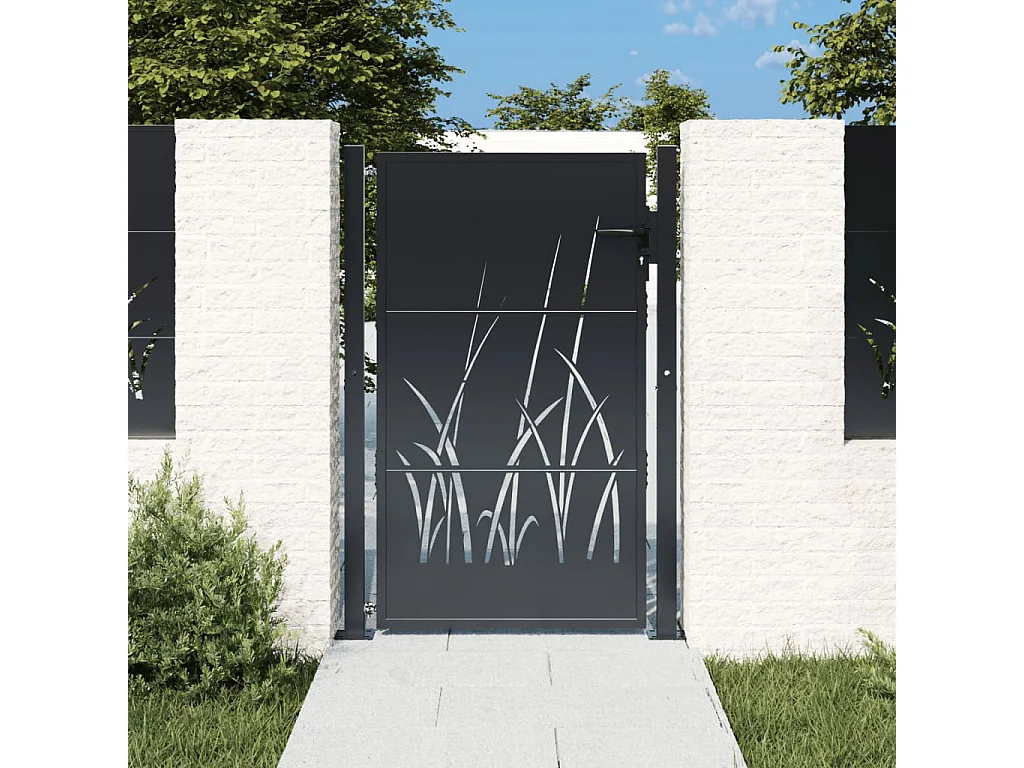 Portão de jardim antracite 105x130cm aço grama design