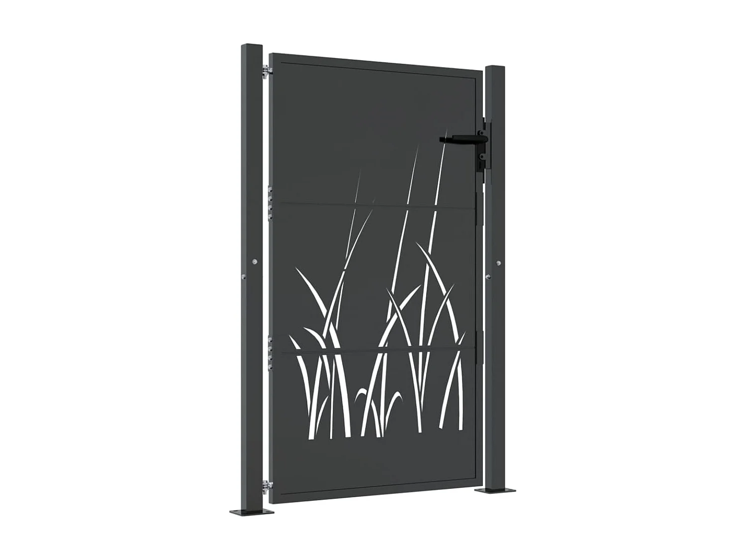 Portail de jardin anthracite 105x130cm acier conception d'herbe