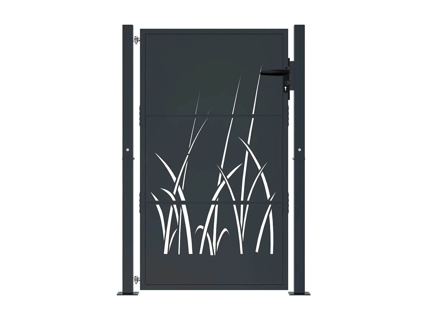Portail de jardin anthracite 105x130cm acier conception d'herbe