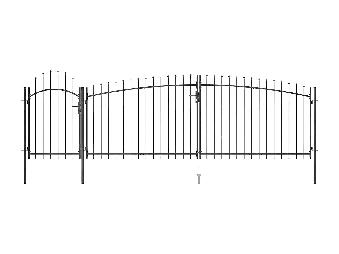 Gartenzauntor mit Speerspitze 5x2m Schwarz