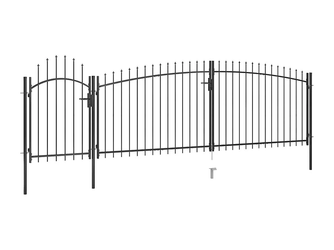 Gartenzauntor mit Speerspitze 5x2m Schwarz