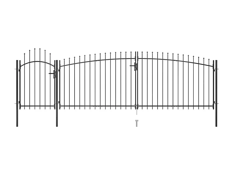Portail de cl?ture de jardin avec dessus en lance 5x2 m Noir