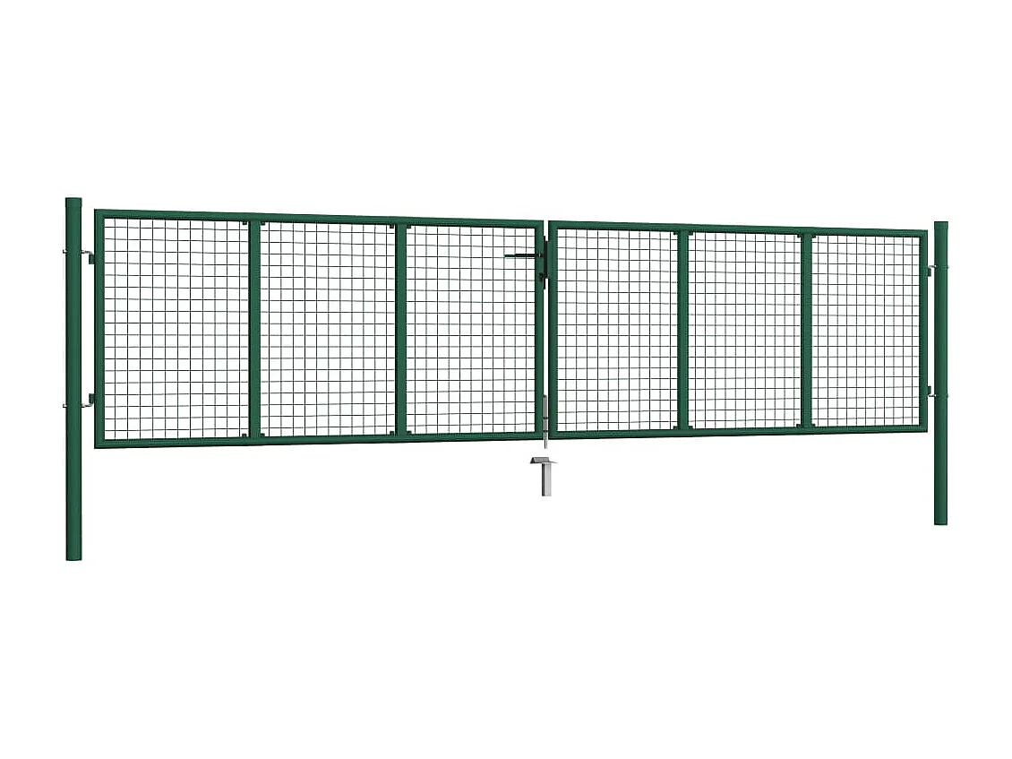 Portail en treillis de jardin acier 390x100 cm vert