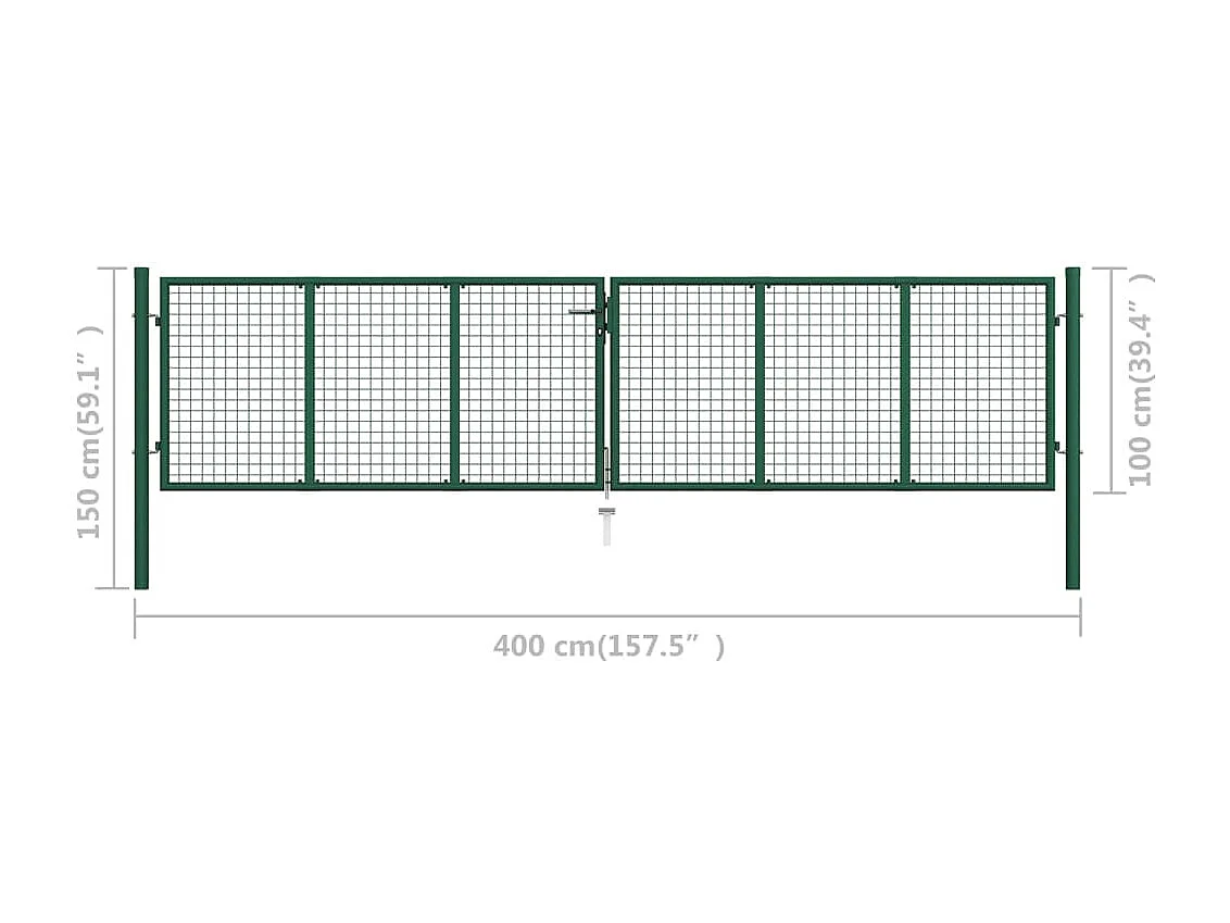 Portail en treillis de jardin acier 390x100 cm vert