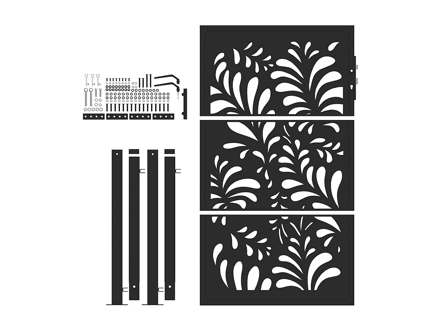 Portão de jardim preto 105x155 cm design de onda de aço